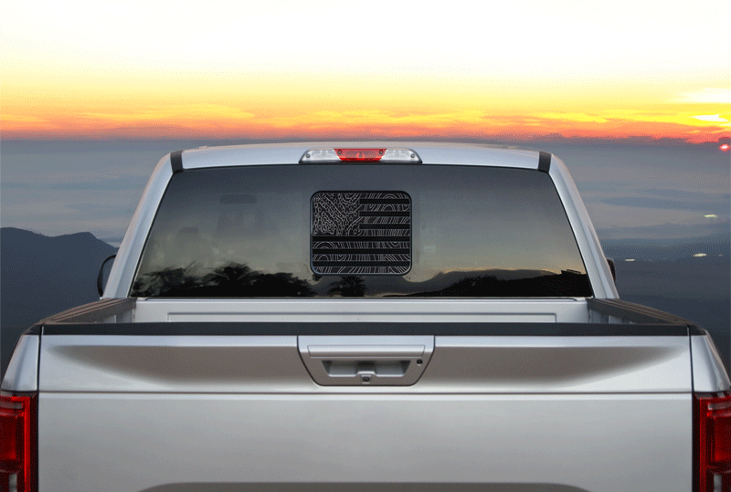 American Flag Topographic Style Rear Window Printed Accent Decal For Ford F150/F250 (2015-2024)