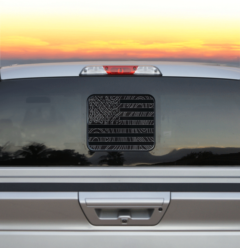 American Flag Topographic Style Rear Window Printed Accent Decal For Ford F150/F250 (2015-2024)