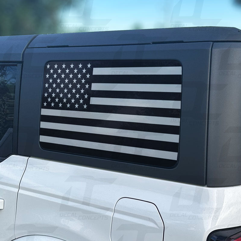 American Flag Standard Rear Side Window Accent Decal Kit For Ford Bronco 4 door (2021+)