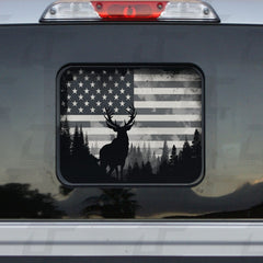 American Flag Elk Forest Silhouette Rear Window Printed Accent Decal For Ford F150/F250 (2015-2024)