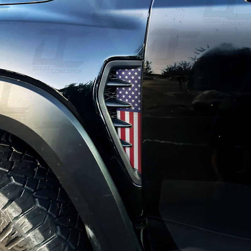 American Flag Fender Vent Emblem Accent Decal Kit For Dodge RAM TRX (2021+)