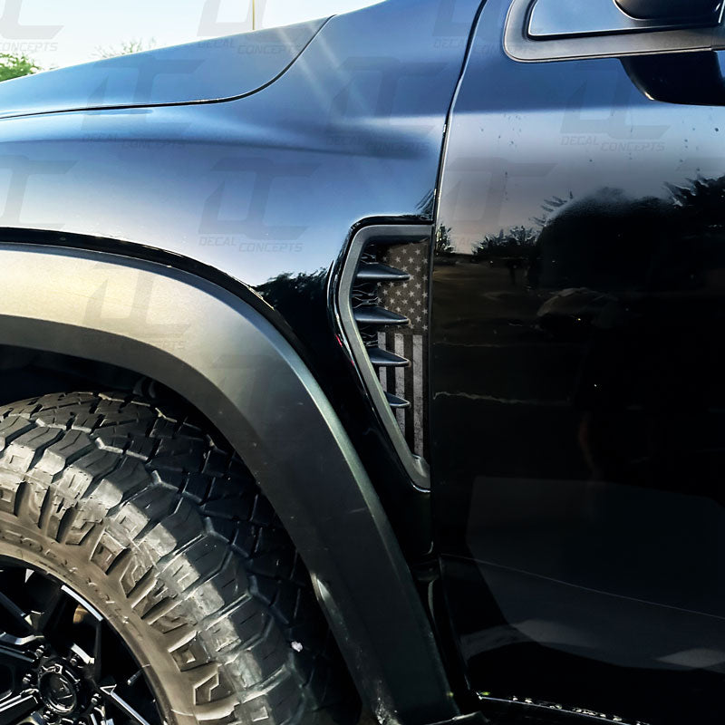 American Flag Fender Vent Emblem Accent Decal Kit For Dodge RAM TRX (2021+)