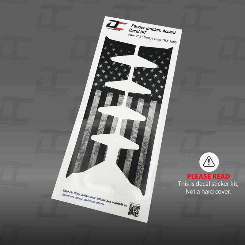 American Flag Fender Vent Emblem Accent Decal Kit For Dodge RAM TRX (2021+)