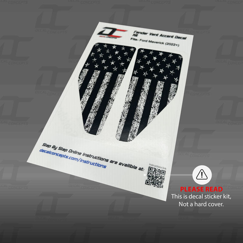 American Flag Fender Badge Emblem Accent Decal Kit For Ford Maverick (2022+)