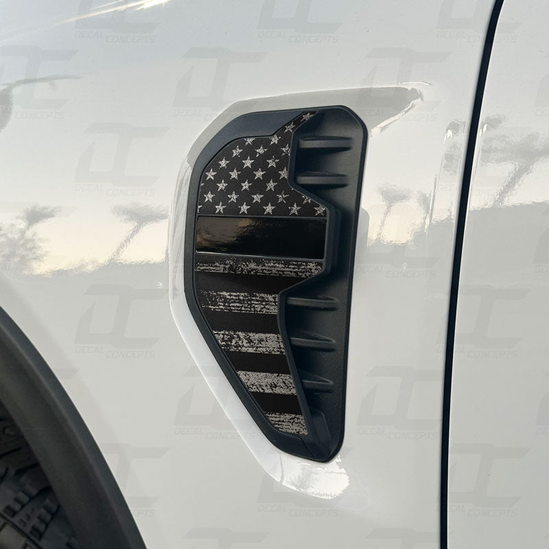 American Flag Fender Badge Emblem Accent Decal Kit For Ford Ranger (2024+)