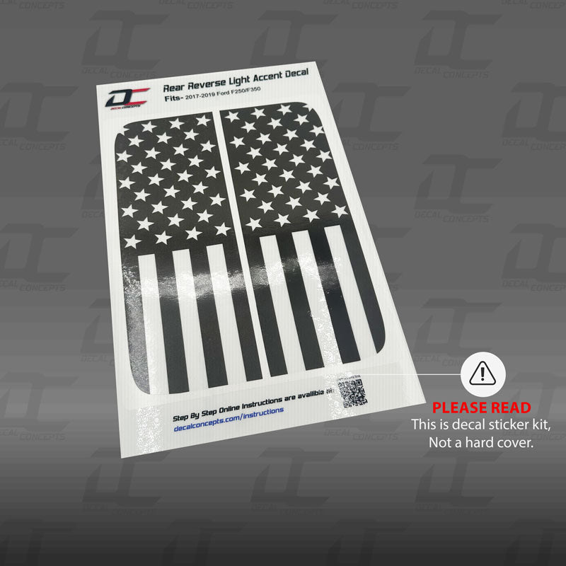 American Flag Rear Reverse Light Accent Decal Kit For Ford F250 / F350 (2017-2019)