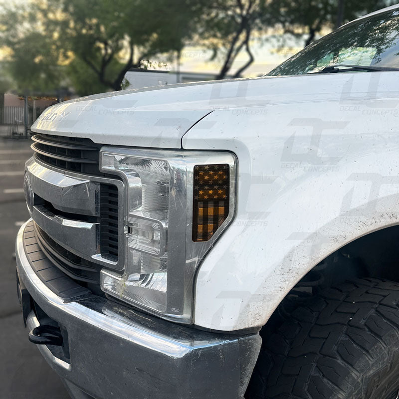 American Flag Front Side Marker Light Accent Decal Kit For Ford F250 / F350 (2017-2019)