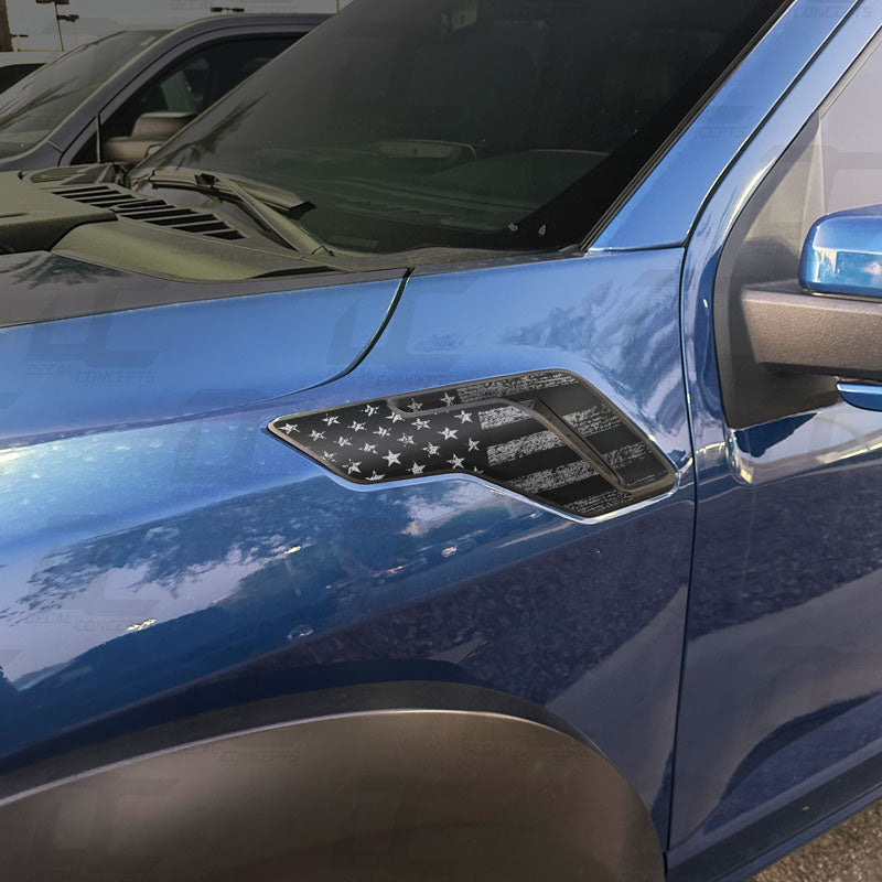 American Flag Fender Vent Accent Decal Kit For Ford Raptor (2021+)