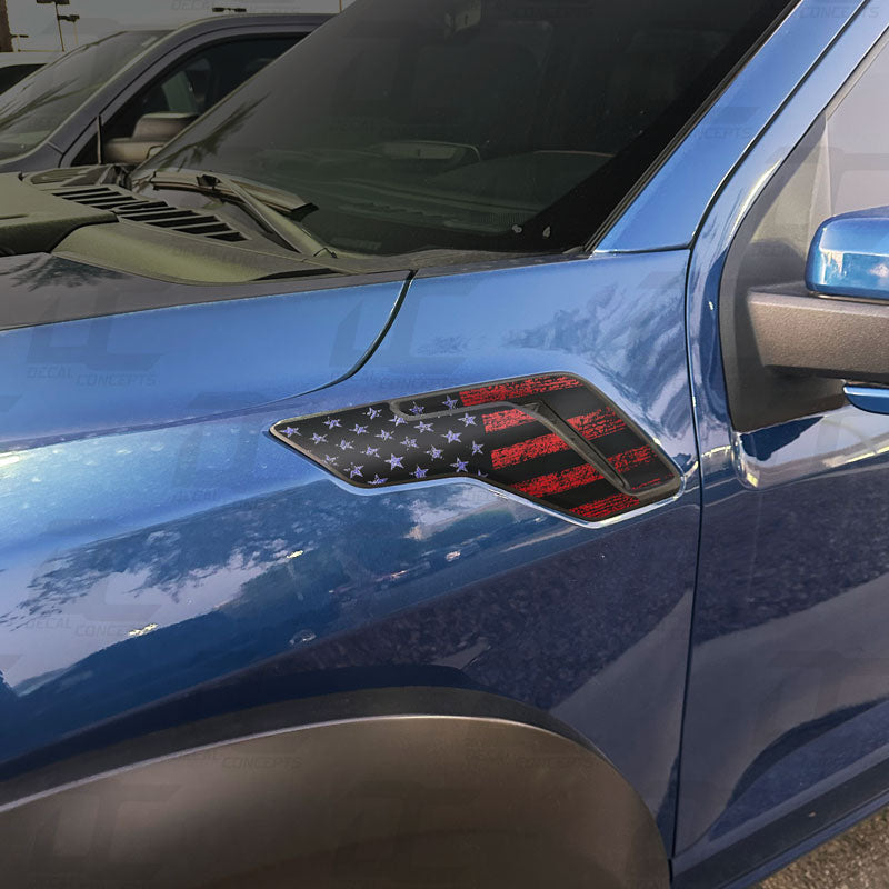 American Flag Fender Vent Accent Decal Kit For Ford Raptor (2021+)