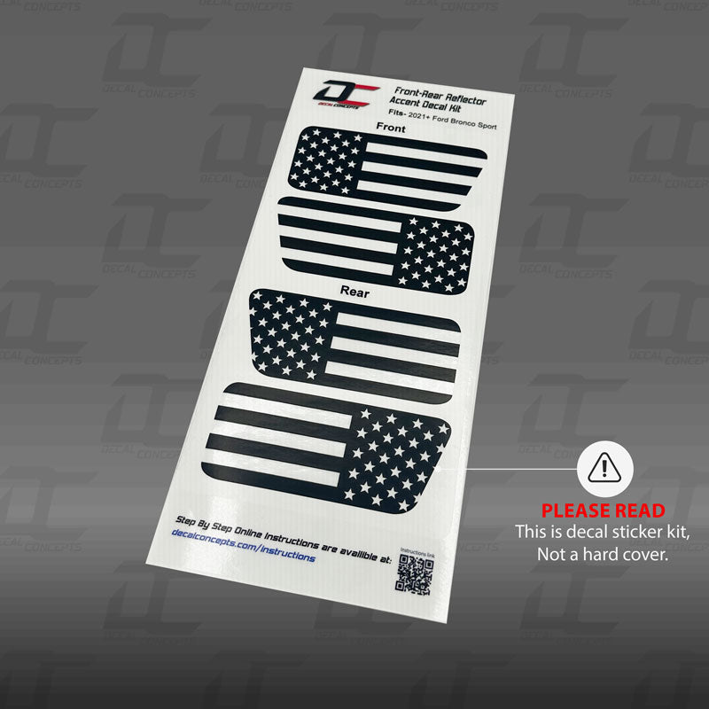 American Flag Front/Rear Side Marker Accent Decal Kit For Ford Bronco Sport (2021+)