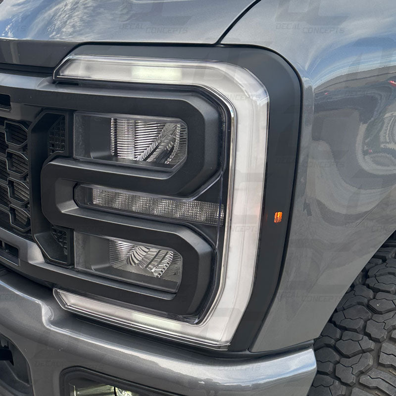 Headlight Chrome Delete Accent Decal Wrap Kit For Ford F250 / F350 (2023+)