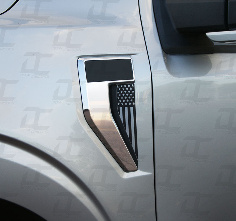 Flat Black American Flag Inner Fender Badge Emblem Accent Decal Kit For Ford F150 (2021-2025)