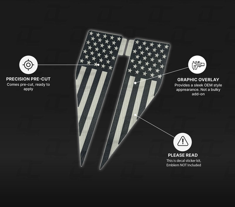 Flat Black American Flag Inner Fender Badge Emblem Accent Decal Kit For Ford F150 (2021-2025)