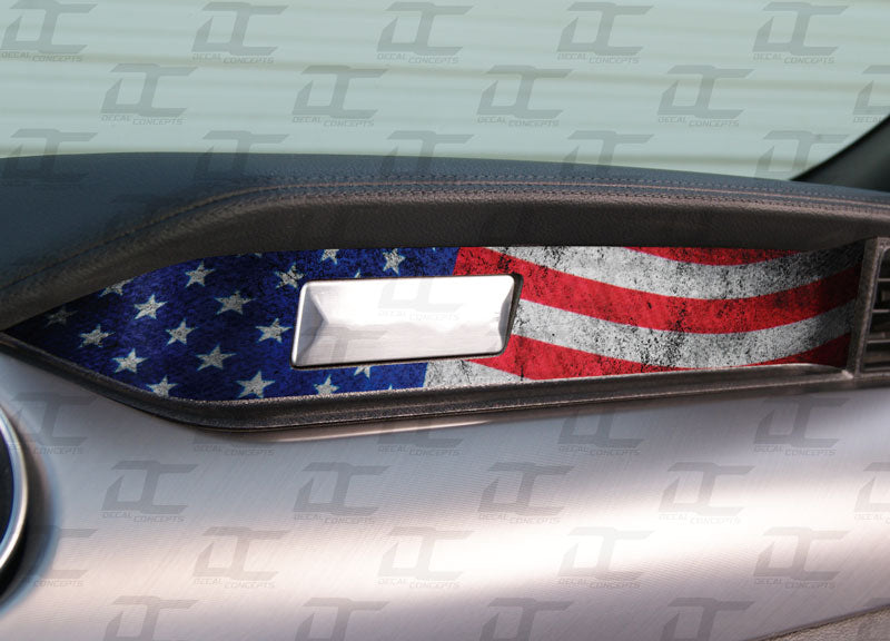 American Flag Passenger Dash Trim Accent Decal For Ford Mustang (2015-2023)