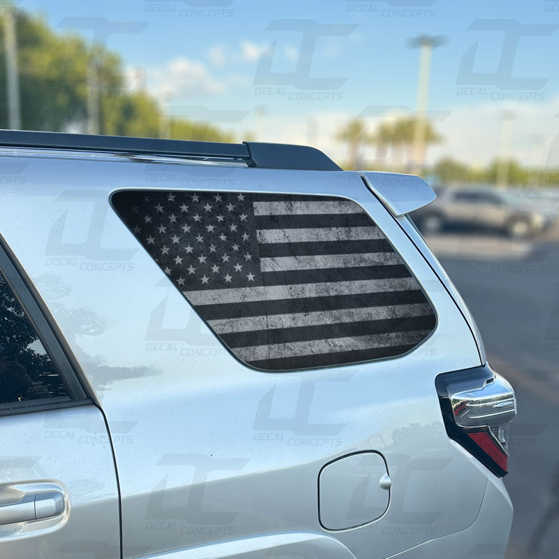 American Flag Distressed Rear Side Window Accent Decal Kit For Toyota 4Runner (2010-2024)