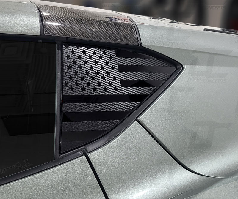 American Flag Rear Quarter Window Panel Accent Decal Kit For C8 Corvette (2020-2024)