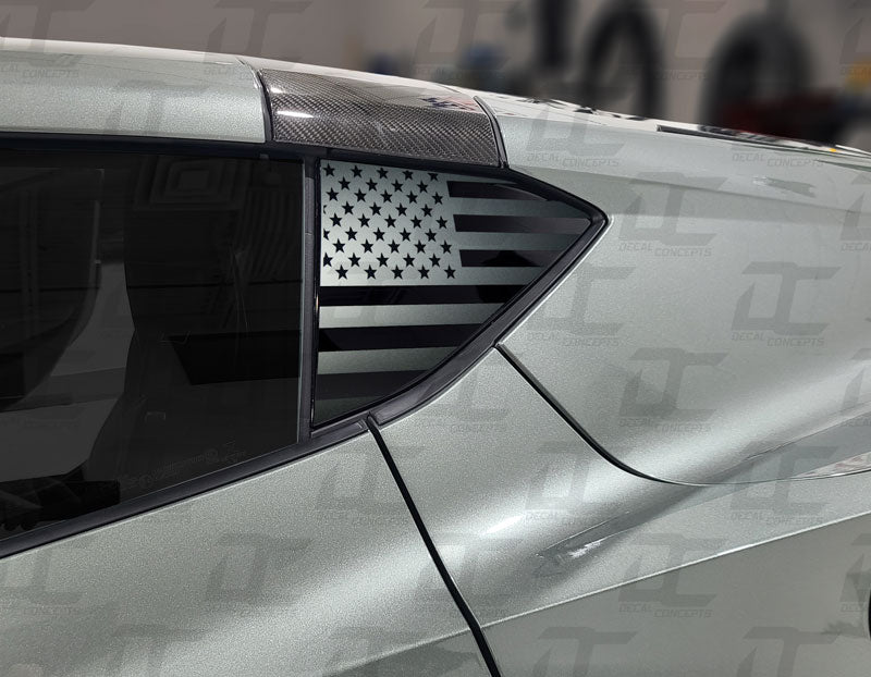 American Flag Rear Quarter Window Panel Accent Decal Kit For C8 Corvette (2020-2024)