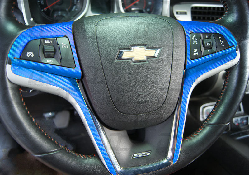 Carbon Fiber Full Steering Wheel Accent Decal For Chevy Camaro (2012-2015)