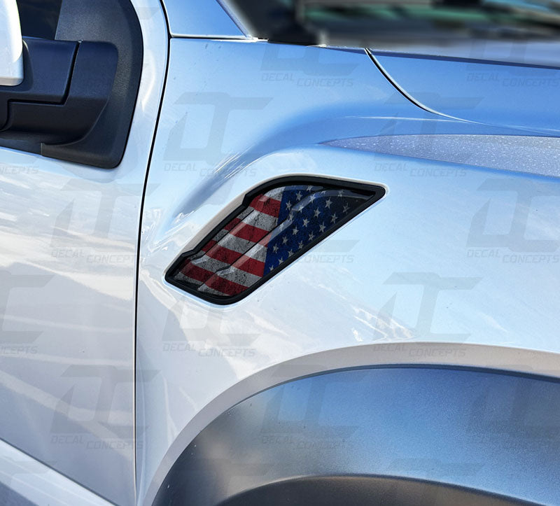 American Flag Fender Vent Accent Decal Kit For Ford Raptor (2017-2020)