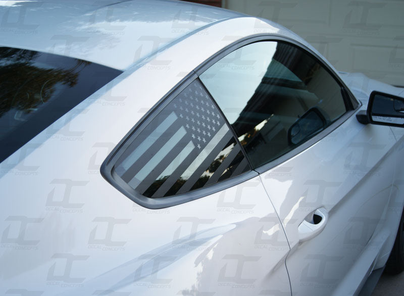 American Flag Rear Quarter Window Accent Decal For Ford Mustang (2015-2023)