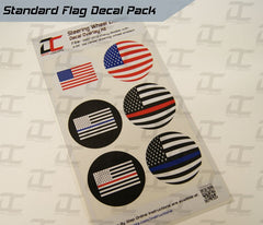 Steering Wheel Emblem Decal Overlay Pack - American Flag Style - For 2007-2013 Chevy Models