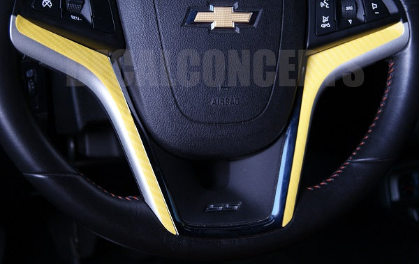 Carbon Fiber Steering Wheel Accent Decal For Chevy Camaro (2012-2015)